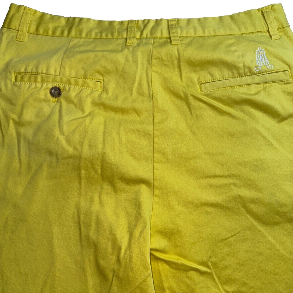 Royal &‎ Awesome Golf Shorts Mens 34 Yellow Cotton Stretch Tee Holder Logo - Picture 9 of 9